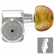 Load image into Gallery viewer, NEW Hipshot STAGGERED Tuners Fender® Directrofit™ LOCKING Amber Buttons - CHROME