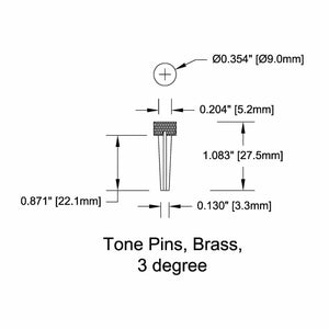 NEW Bridge Pin Set Tone Pin for Acoustic Guitars TP1B by D'andrea - SOLID BRASS