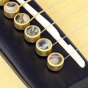 NEW Bridge Pin Set Tone Pin for Acoustic Guitars TP2A - SOLID BRASS W/ ABALONE
