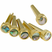 Load image into Gallery viewer, NEW Bridge Pin Set Tone Pin for Acoustic Guitars TP2A - SOLID BRASS W/ ABALONE