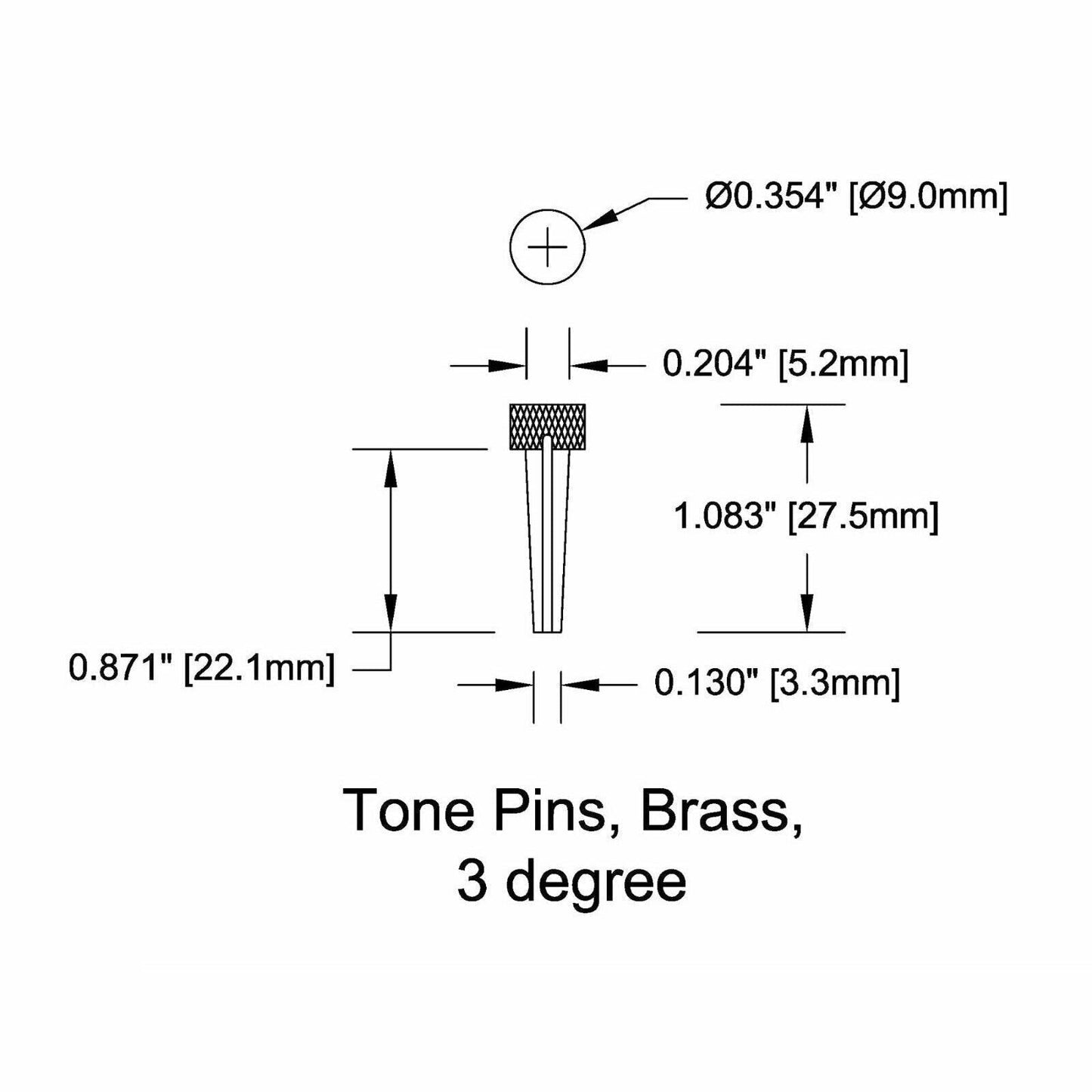 NEW Bridge Pin Set Tone Pin for Acoustic Guitars TP2A - SOLID BRASS W/ ABALONE