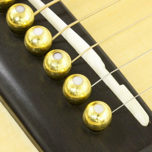 NEW Bridge Pin Set Tone Pin for Acoustic Guitars TP4T - SOLID BRASS W/ PEARL DOT