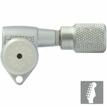 Load image into Gallery viewer, NEW Hipshot Open-Gear 6 in line Locking STAGGERED KNURLED Buttons - SATIN CHROME