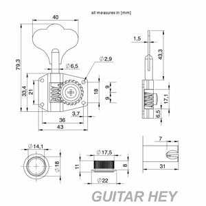 NEW Hipshot BT1 Bass Xtender Key Extender Detuner 20100N G&L, REGULAR KEY NICKEL