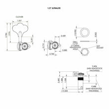 Load image into Gallery viewer, NEW Hipshot USA HB6 1/2&quot; Ultralite® Bass Tuning L2+R2 Clover Key 2x2 - GOLD