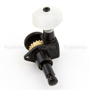 NEW Hipshot 6-in Line Open-Gear Locking Non-Staggered PEARLOID Buttons - BLACK