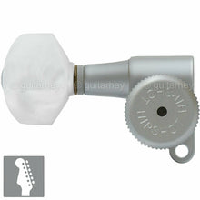 Load image into Gallery viewer, NEW Hipshot 6-in-Line TREBLE SIDE Locking Tuners STAGGERED Pearl - SATIN CHROME