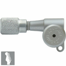 Load image into Gallery viewer, NEW Hipshot 6-in-Line TREBLE SIDE Locking Tuners STAGGERED Knurled, SATIN CHROME