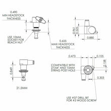 Carregar imagem no visualizador da galeria, NEW Hipshot Classic Closed-Gear L3+R3 Mini Tuners Set w/ UMP Plates 3x3 - CHROME