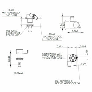 NEW Hipshot Classic Closed-Gear L3+R3 Mini Tuners Set w/ UMP Plates 3x3 - CHROME