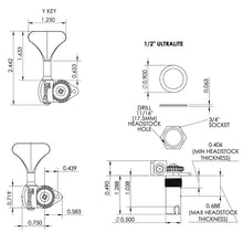 Carregar imagem no visualizador da galeria, NEW Hipshot USA HB6 1/2&quot; Ultralite® Bass Side Tuning Y Key L4 Set - SATIN CHROME