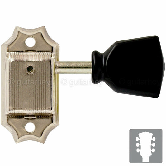 NEW Gotoh SD90-SLB Tuners Tuning Vintage Keys Set L3+R3 Black Buttons 3x3 NICKEL
