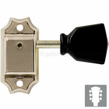 Carregar imagem no visualizador da galeria, NEW Gotoh SD90-SLB Tuners Tuning Vintage Keys Set L3+R3 Black Buttons 3x3 NICKEL