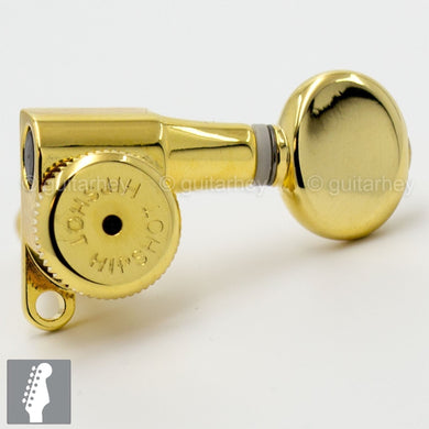 NEW Hipshot 6-In-Line STAGGERED Grip-Lock Locking Mini Tuners D05 Keys - GOLD