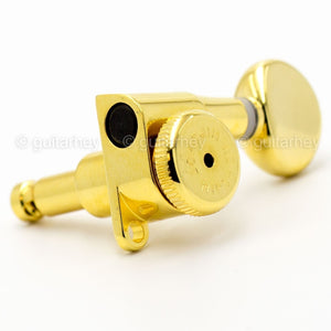 NEW Hipshot 6-In-Line STAGGERED Grip-Lock Locking Mini Tuners D05 Keys - GOLD