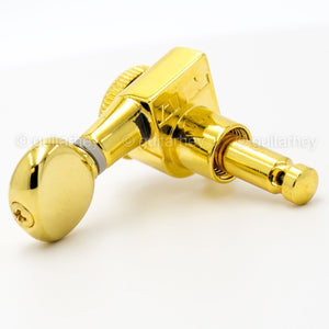 NEW Hipshot 6-In-Line STAGGERED Grip-Lock Locking Mini Tuners D05 Keys - GOLD