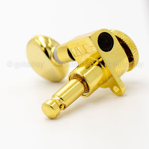 NEW Hipshot 6-In-Line STAGGERED Grip-Lock Locking Mini Tuners D05 Keys - GOLD