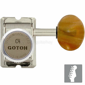 NEW Gotoh SD91-P5R MGT Locking Tuners Set 6 in line STAGGERED Amber - NICKEL