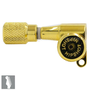 NEW Hipshot 6-In-Line Locking STAGGERED Mini Tuners Knurled LEFT HANDED - GOLD