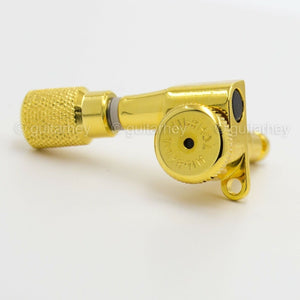 NEW Hipshot 6-In-Line Locking STAGGERED Mini Tuners Knurled LEFT HANDED - GOLD