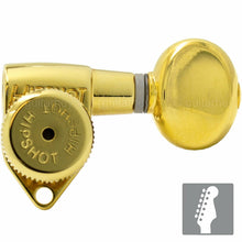 Load image into Gallery viewer, NEW Hipshot 6 in Line Grip-Locking STAGGERED Set Open-Gear OVAL Buttons - GOLD