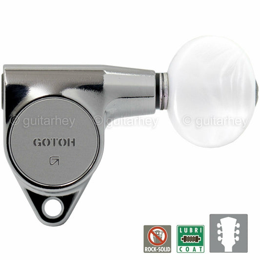 NEW Gotoh SG301-05P1 Tuning Keys L3+R3 SMALL PEARL OVAL Buttons 3x3 - CHROME