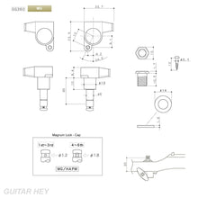 Carregar imagem no visualizador da galeria, NEW Gotoh SG360-P8 MG Locking Set 6 in line Tuning Keys Right Handed - BLACK