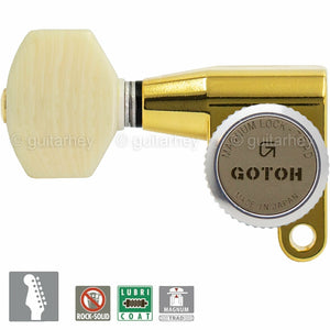 NEW Gotoh SG360-M07 MGT Locking LEFT-HANDED 6-In-Line w/  IVORY Buttons - GOLD