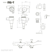 Load image into Gallery viewer, NEW Gotoh SG360-P8 MGT 6 In-Line Locking Mini Tuners LEFT-HANDED, TREBLE - GOLD