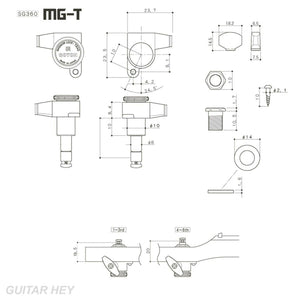 NEW Gotoh SG360-P8 MGT 6 In-Line Locking Mini Tuners LEFT-HANDED, TREBLE - GOLD