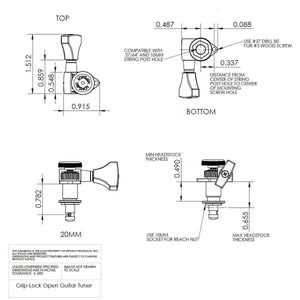 Hipshot Grip-Lock Open-Gear IMPERIAL Buttons UMP Upgrade Kit 3x3 SET - GOLD