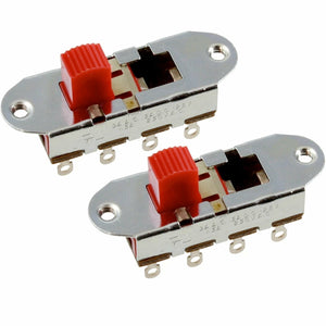 NEW (2) Switchcraft® On-Off-On Slide Switch for Fender Mustang® - Red Knob