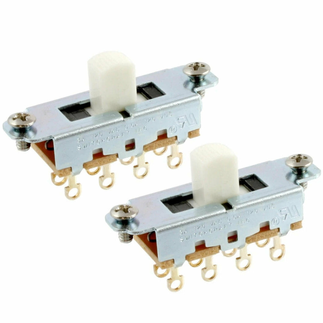 NEW (2) Switchcraft® On-Off-On Slide Switch for Fender Mustang® - White Knob