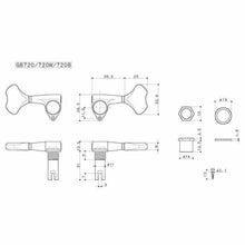 Carregar imagem no visualizador da galeria, NEW Gotoh GB720 6-String Bass Keys L3+R3 Lightweight Tuners SET 3x3, COSMO BLACK