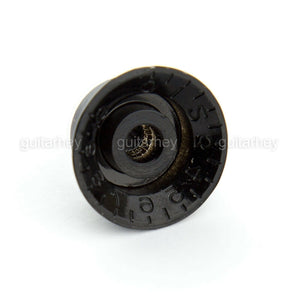 NEW (2) TONE Bell Top Hat Knobs Gibson® Style Black, Silver plate Metric Size