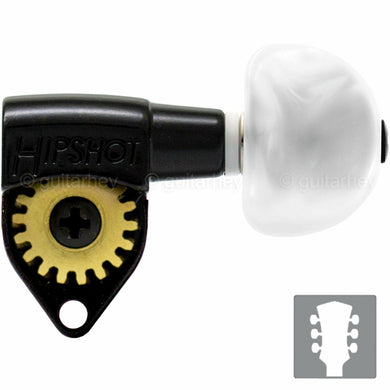 NEW Hipshot Classic Upgrade Kit Open-Gear Half Moon Mini PEARL Buttons 3x3 BLACK