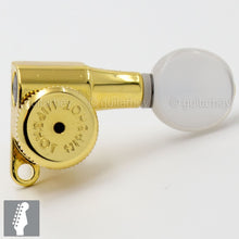 Carregar imagem no visualizador da galeria, Hipshot 6-In-Line STAGGERED Closed-Gear Locking Mini Tuners OVAL PEARLOID - GOLD