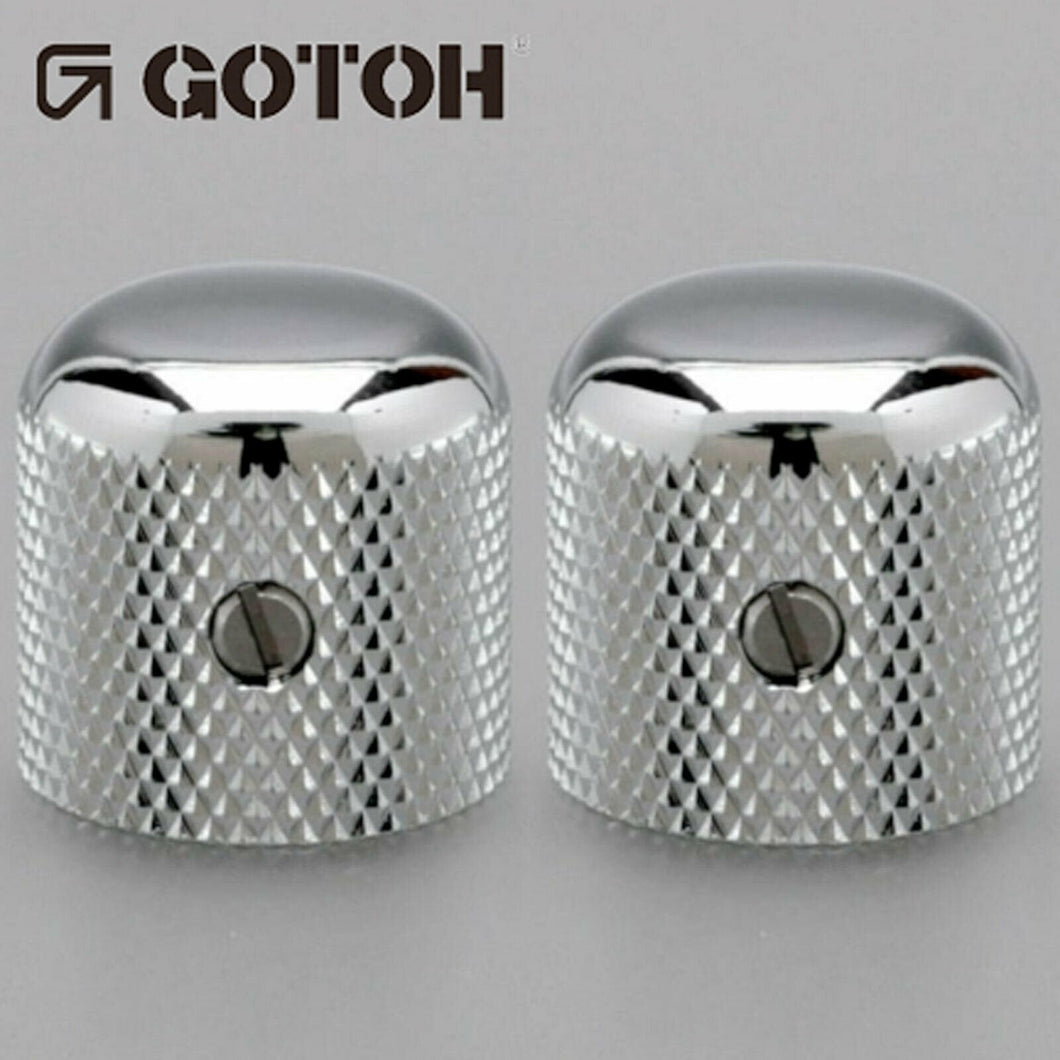 NEW (2) Gotoh Control Knob Metal DOME Bass/Guitar for 1/4 inch USA pots CHROME