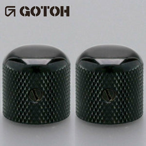 NEW (2) Gotoh Control Knob Metal DOME Bass/Guitar for 1/4 inch USA pots - BLACK