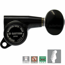 Load image into Gallery viewer, NEW Gotoh SG381-05 MGTB 6 in Line Set Locking Tuners w/ OVAL Buttons - BLACK