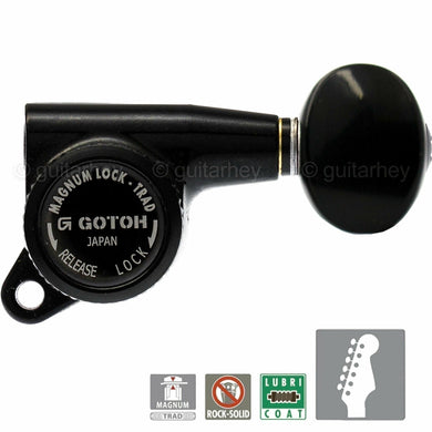 NEW Gotoh SG381-05 MGTB 6 in Line Set Locking Tuners w/ OVAL Buttons - BLACK