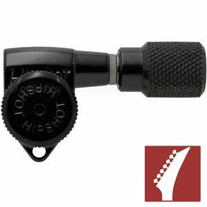 NEW Hipshot 7-String Grip-Locking OPEN-GEAR 7 In Line SK1 Knurled Buttons, BLACK