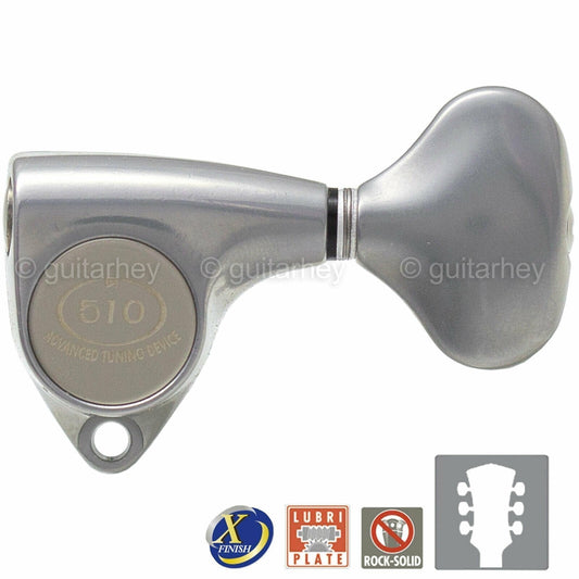 NEW Gotoh SGV510-L5 Tuning Keys Set 1:18 Ratio 3x3 - ANTIQUE X-FINISH CHROME