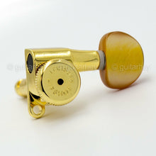 Carregar imagem no visualizador da galeria, NEW Hipshot Guitar Tuning L3+R3 Set SMALL AMBER Buttons Grip-Lock 3x3 - GOLD