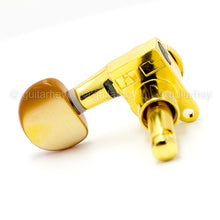 Carregar imagem no visualizador da galeria, NEW Hipshot Guitar Tuning L3+R3 Set SMALL AMBER Buttons Grip-Lock 3x3 - GOLD