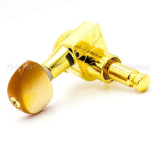 Carregar imagem no visualizador da galeria, NEW Hipshot Guitar Tuning L3+R3 Set SMALL AMBER Buttons Grip-Lock 3x3 - GOLD