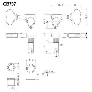 NEW Gotoh GB707 5-String Bass Machine Heads Set L2+R3 TUNERS 2x3 - GOLD