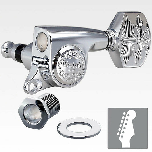 NEW Gotoh SGS510Z-A70LX Luxury Mode 6 In-line Mini Tuners 1:18 Ratio - CHROME
