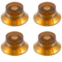 Load image into Gallery viewer, (4) EMBOSSED Vintage Style Top Hat Bell Knobs fit Gibson® USA &amp; CTS, AMBER