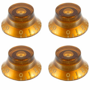 (4) EMBOSSED Vintage Style Top Hat Bell Knobs fit Gibson® USA & CTS, AMBER